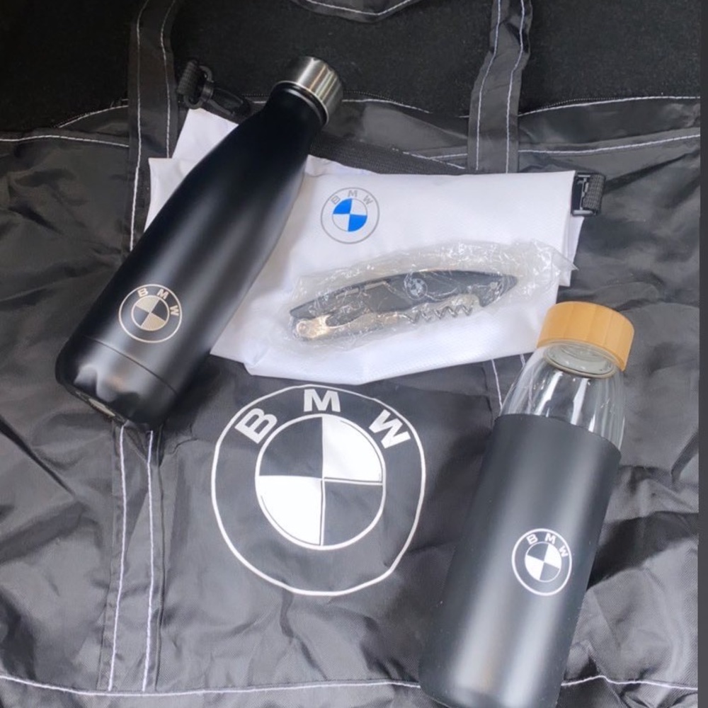 #BMW bundle! 2 water bottles
1 waterproof bag
1 duffle bag 
1 wine/bottle opener